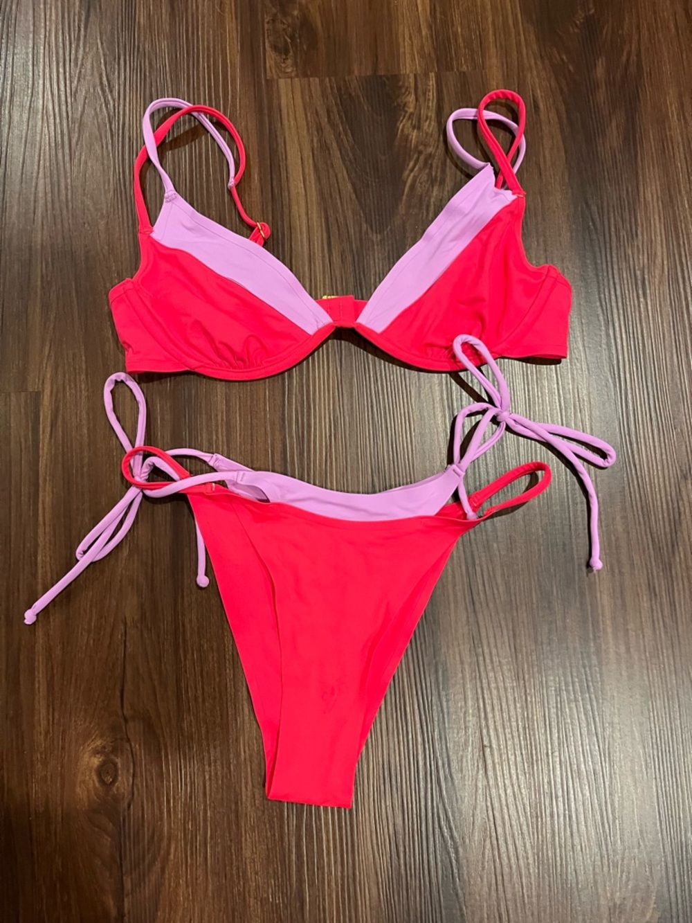 l*space Two-Tone Pink & Light Pink Tie Bikini Set